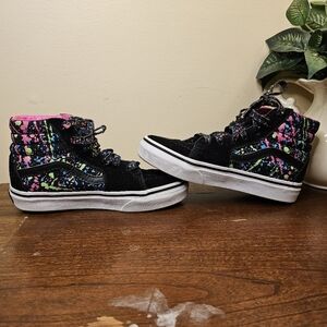 Vans Off The Wall Sk8 Hi Girls Size 13 Youth Splash Painted Type Sneakers Shoes